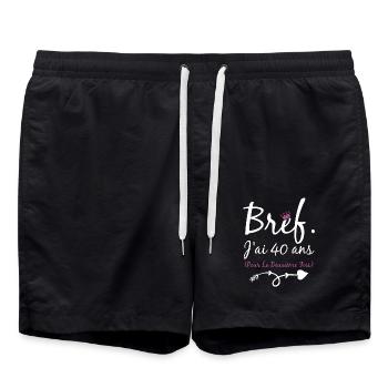 Femme cadeau d'anniversaire 80 ans - Short de bain - noir - Devant - AI Model Male 185 light (185cm)