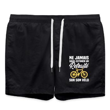 Ne jamais sous estimer un retraité sur son vélo - Short de bain - noir - Devant - AI Model Male 185 light (185cm)