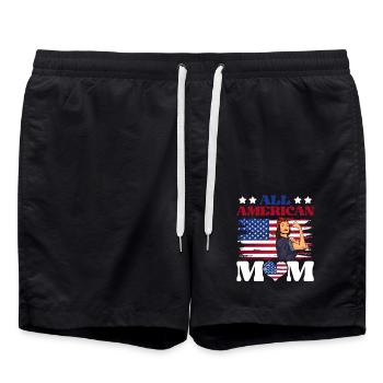 All American Mom July 4 Feminist - Swim Trunks - black - Front - AI Model Male 185 light (185cm)