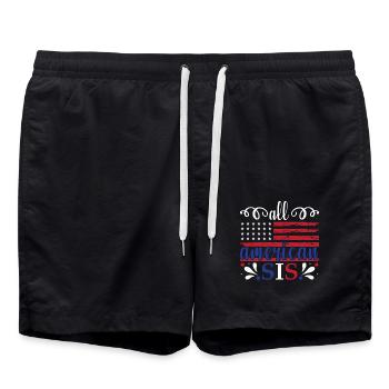 All American Sis 4 juillet Féministe - Short de bain - noir - Devant - AI Model Male 185 light (185cm)