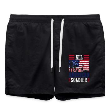 All American Soldier July 4 Soldier Independence - Swim Trunks - black - Front - AI Model Male 185 light (185cm)