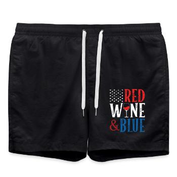 Rotwein Und Blauer 4. Juli Schnaps Getränk - Badeshorts - Schwarz - Vorne - AI Model Male 185 light (185cm)