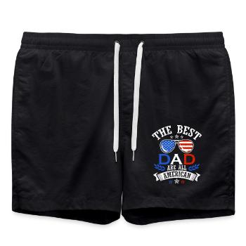 The Best Father July 4 Independence Father's Day - Swim Trunks - black - Front - AI Model Male 185 light (185cm)