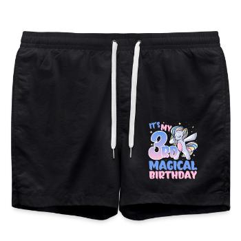 Es Ist Mein 3. Magischer Geburtstag - Badeshorts - Schwarz - Vorne - AI Model Male 185 light (185cm)