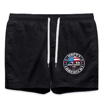 Happy 247th Birthday USA July 4 - Swim Trunks - black - Front - AI Model Male 185 light (185cm)