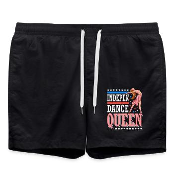 Indepen-dance Queen July 4th Independence Day - Swim Trunks - black - Front - AI Model Male 185 light (185cm)