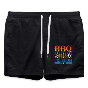 Bbq Li-beer-ty Freedom 4th of July Independence Day - Swim Trunks - black - Front - AI Model Male 185 light (185cm)