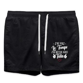 J'ai pas le temps j'ai bêtise avec tata - Short de bain - noir - Devant - AI Model Male 185 light (185cm)