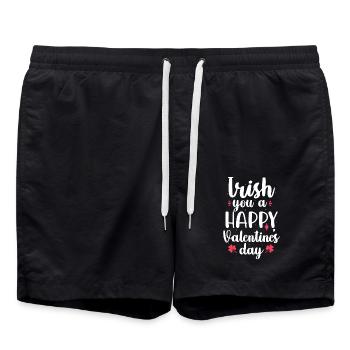 Irlandais Vous A Joyeuse Saint-Valentin Vacances Rose - Short de bain - noir - Devant - AI Model Male 185 light (185cm)