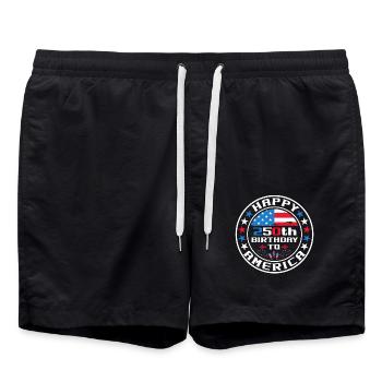 Happy 250th birthday of the USA on 4. - Swim Trunks - black - Front - AI Model Male 185 light (185cm)