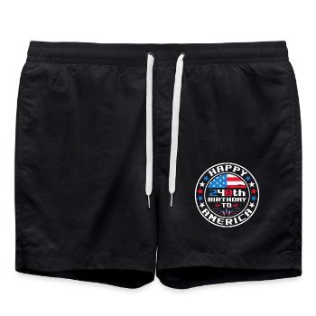 Happy 248th Birthday USA July 4 - Swim Trunks - black - Front - AI Model Male 185 light (185cm)