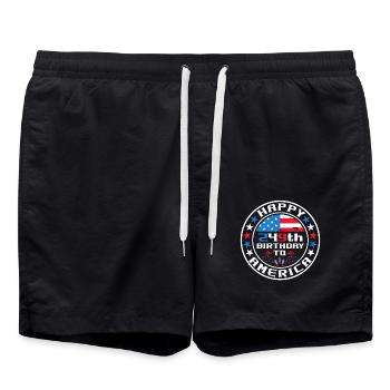 Happy 249th Birthday USA July 4th - Swim Trunks - black - Front - AI Model Male 185 light (185cm)