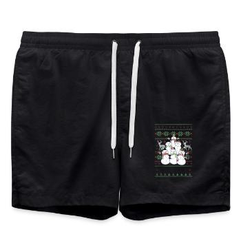 Snowman Ugly Christmas - Swim Trunks - black - Front - AI Model Male 185 light (185cm)