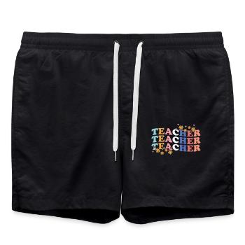 Lehrerin Geschenk mit Blumen - Badeshorts - Schwarz - Vorne - AI Model Male 185 light (185cm)