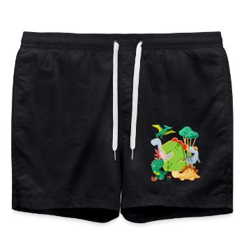Troupeau de dinosaures mignons 2ème anniversaire 2 - Short de bain - noir - Devant - AI Model Male 185 light (185cm)