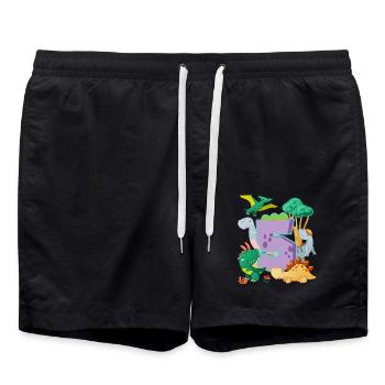 Troupeau de dinosaures mignons 5ème anniversaire 5 - Short de bain - noir - Devant - AI Model Male 185 light (185cm)