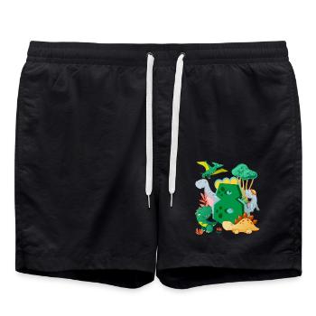 Troupeau de dinosaures mignons 8ème anniversaire 8 - Short de bain - noir - Devant - AI Model Male 185 light (185cm)