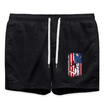 Drapeau américain des États-Unis Volleyball patriotique 4 juillet - Short de bain - noir - Devant - AI Model Male 185 light (185cm)