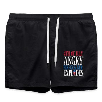 4 juillet Un pétard en colère explose - Short de bain - noir - Devant - AI Model Male 185 light (185cm)