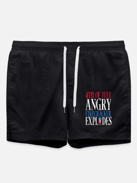 July 4 Angry firecracker explodes - Swim Trunks - black