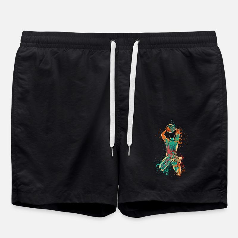 Basketball Player Splash - Swim Trunks - black