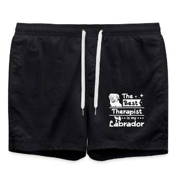 The best therapist is my Labrador - Badeshorts - Schwarz - Vorne - AI Model Male 185 light (185cm)