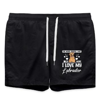 The more people I met the more I love my labrador - Badeshorts - Schwarz - Vorne - AI Model Male 185 light (185cm)