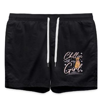 Chillin with my Girl labrador - Badeshorts - Schwarz - Vorne - AI Model Male 185 light (185cm)