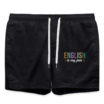 English is my passion - Swim Trunks - black - Front - AI Model Male 185 light (185cm)