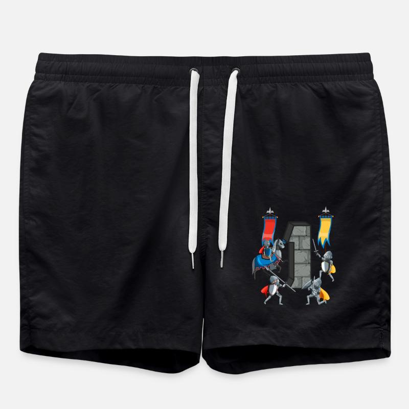 Mittelalterliche Ritter Mittelalter Geschichte - Badeshorts - Schwarz