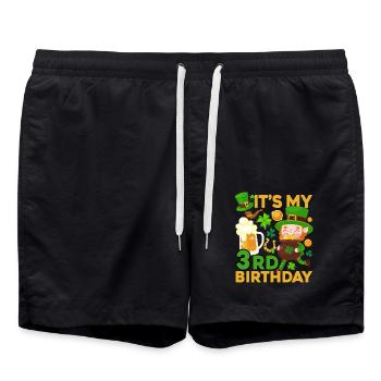 Es Ist Mein 3. Geburtstag Kinderferien St. - Badeshorts - Schwarz - Vorne - AI Model Male 185 light (185cm)