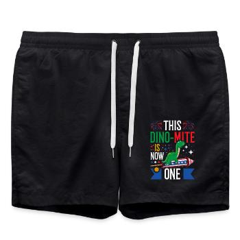 This dinomite is now five dinosaurs July 4 - Swim Trunks - black - Front - AI Model Male 185 light (185cm)