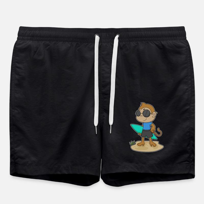 Monkey Surfer Surfboard - Swim Trunks - black