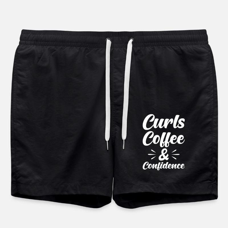 Locken Kaffee und Selbstbewusstsein - Badeshorts - Schwarz