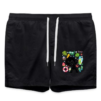 Silhouette Dabbing Boy Summer Time Beach Style - Short de bain - noir - Devant - AI Model Male 185 light (185cm)