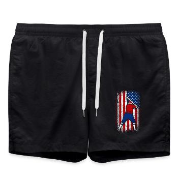 Usa drapeau américain baseball patriotique 4 juillet - Short de bain - noir - Devant - AI Model Male 185 light (185cm)