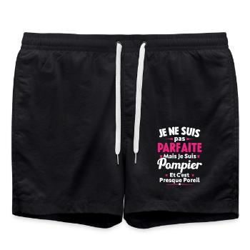Pas parfaite mais je suis Pompier - Short de bain - noir - Devant - AI Model Male 185 light (185cm)