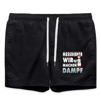 Messdiener Wir machen Dampf - Badeshorts - Schwarz - Vorne - AI Model Male 185 light (185cm)