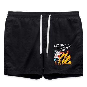 Feuerwehrauto Brandbekämpfung Ich Bin 12 Jahre - Badeshorts - Schwarz - Vorne - AI Model Male 185 light (185cm)