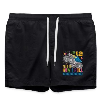 J’ai 12 ans C’est comme ça que je roule | Monster Truck - Short de bain - noir - Devant - AI Model Male 185 light (185cm)