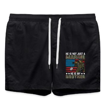 Er Ist Nicht Nur Ein Marine, Er Ist Mein Bruder - - Badeshorts - Schwarz - Vorne - AI Model Male 185 light (185cm)
