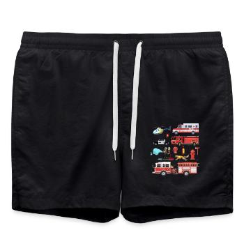 Pompier Pompier Pompier Sauveteur Pompier - Short de bain - noir - Devant - AI Model Male 185 light (185cm)