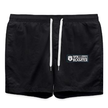 VOLLIZEI BEAMTER Junggesellenabschied Bier Saufen - Badeshorts - Schwarz - Vorne - AI Model Male 185 light (185cm)