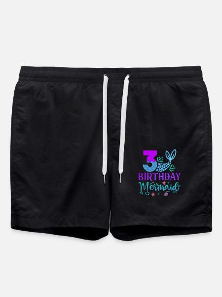 3rd Birthday Mermaid - Swim Trunks - black