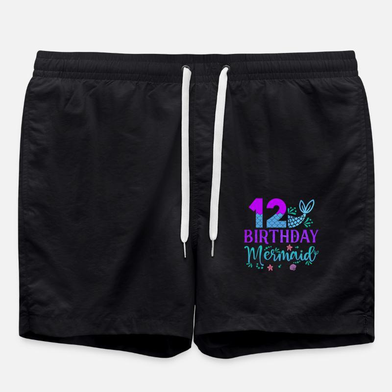 12th Birthday Mermaid - Swim Trunks - black