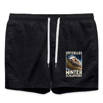 Faultier Winter Schlafshirt Weihnachten Schlaf - Badeshorts - Schwarz - Vorne - AI Model Male 185 light (185cm)