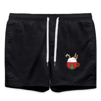 Weihnachten Winter Heiße Schokolade - Badeshorts - Schwarz - Vorne - AI Model Male 185 light (185cm)