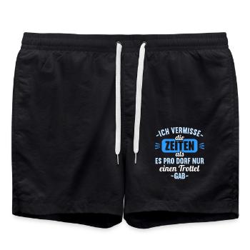 Vermisse Zeiten als pro Dorf nur einen Trottel gab - Badeshorts - Schwarz - Vorne - AI Model Male 185 light (185cm)