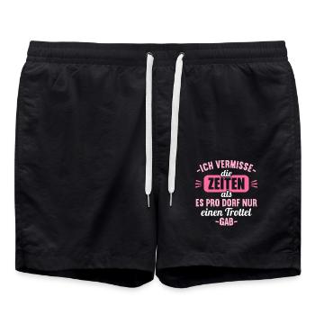 Vermisse Zeiten als pro Dorf nur einen Trottel gab - Badeshorts - Schwarz - Vorne - AI Model Male 185 light (185cm)