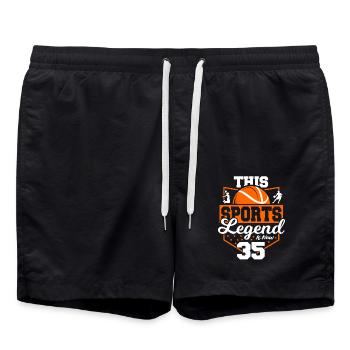 This sports legend is now 35, - Swim Trunks - black - Front - AI Model Male 185 light (185cm)
